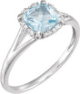 14K White Gold Natural Sky Blue Topaz & .05 CTW Natural Diamond Ring