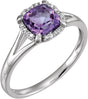 14K White Natural Amethyst & .05 CTW Natural Diamond Ring