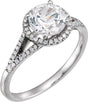 14K White Gold Lab-Grown White Sapphire & 1/6 CTW Natural Diamond Ring  