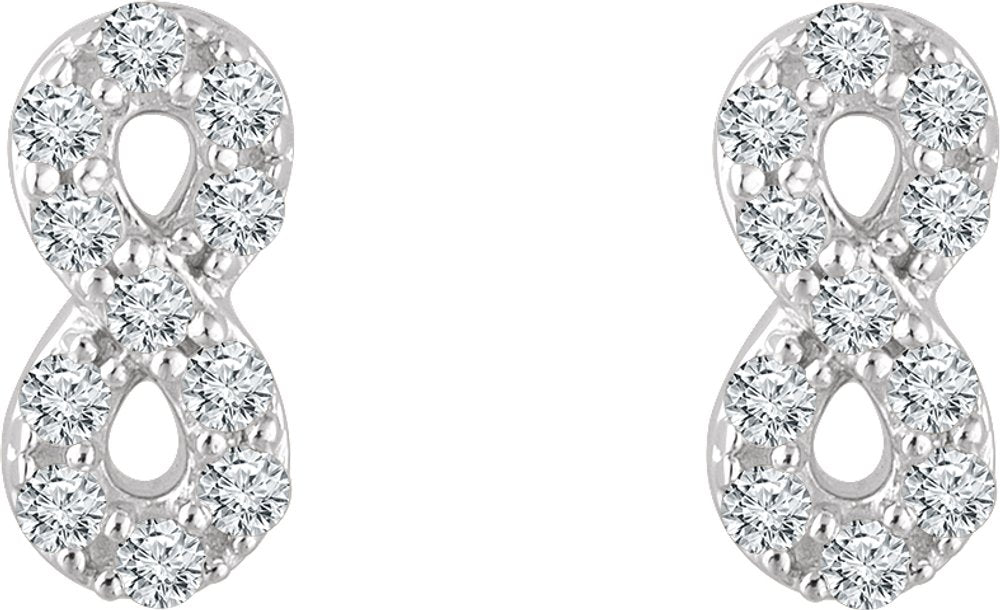 14K White Gold 1/6 CTW Natural Diamond Infinity Earrings