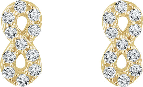 14K Yellow Gold 1/6 CTW Natural Diamond Infinity Earrings