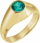 14K Yellow 6.5 mm Round Lab-Grown Emerald Ring