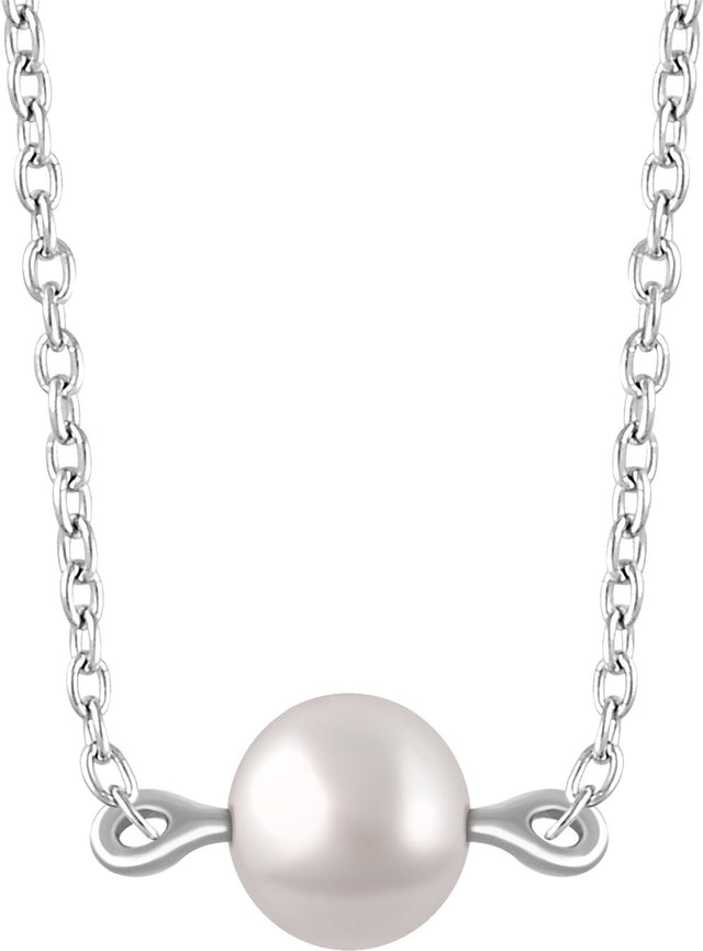 14K White Cultured White Freshwater Pearl 16-18" Necklace