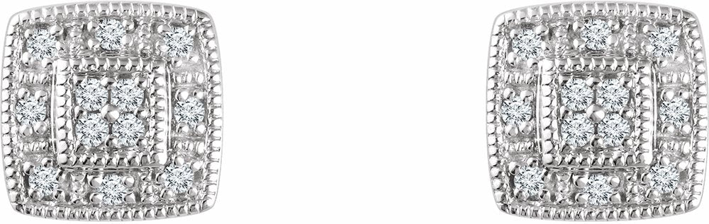 14K White 1/10 CTW Natural Diamond Cluster Earrings