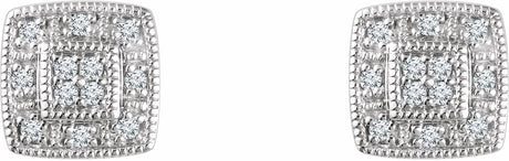 14K White 1/10 CTW Natural Diamond Cluster Earrings
