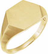 14K Yellow 14 mm Hexagon Signet Ring