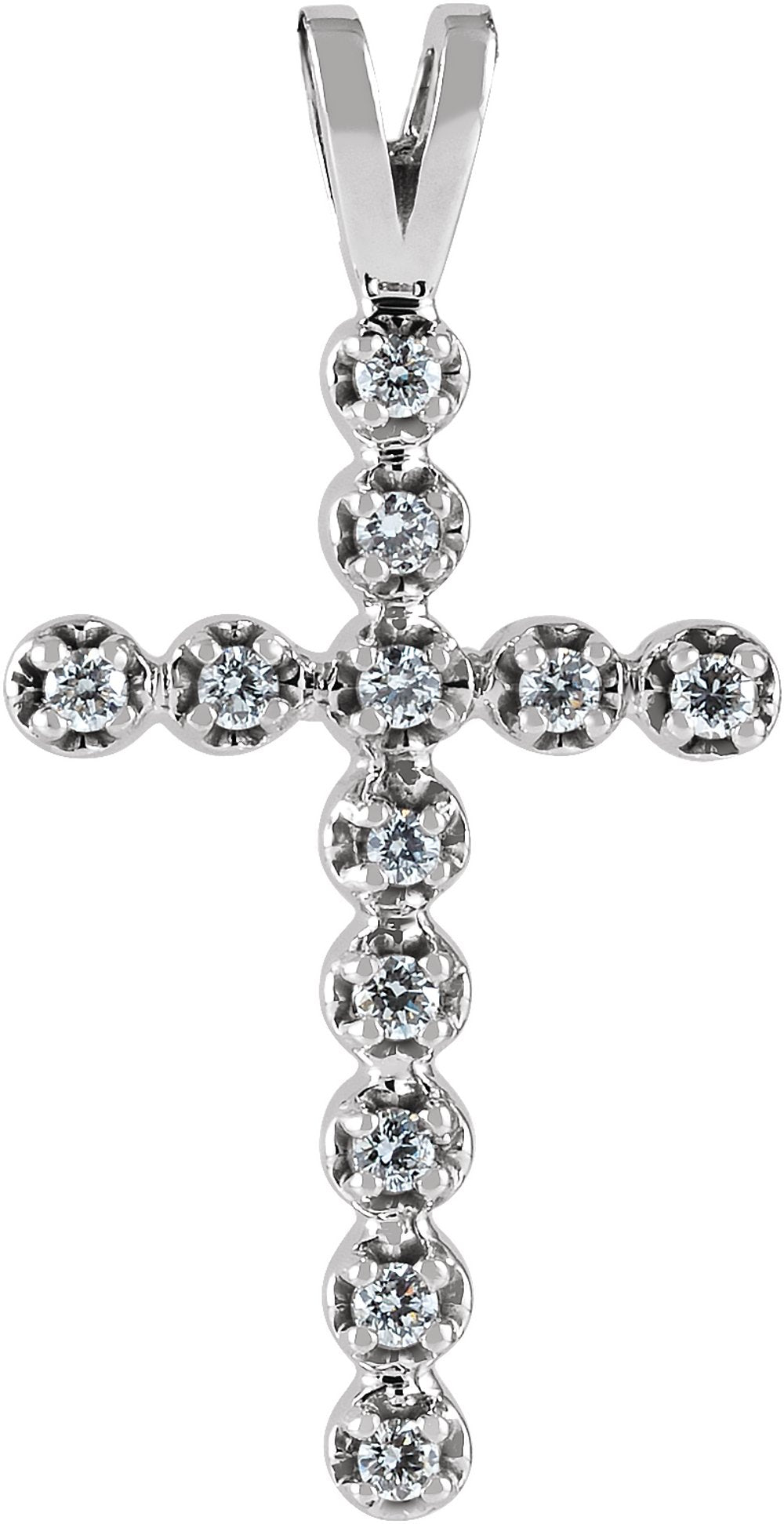 14K White .18 CTW Natural Diamond Cross Pendant
