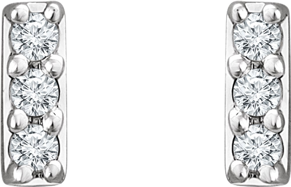 14K White .05 CTW Natural Diamond Bar Earrings