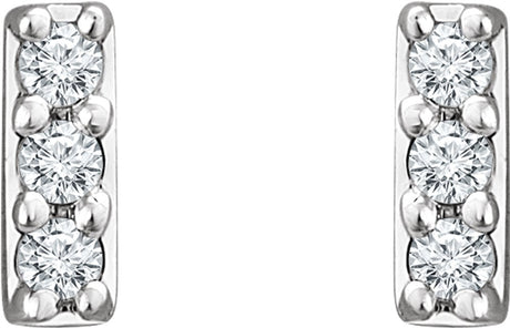 14K White .05 CTW Natural Diamond Bar Earrings