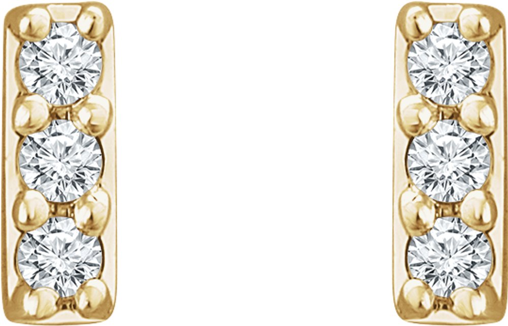 14K Yellow .05 CTW Natural Diamond Bar Earrings