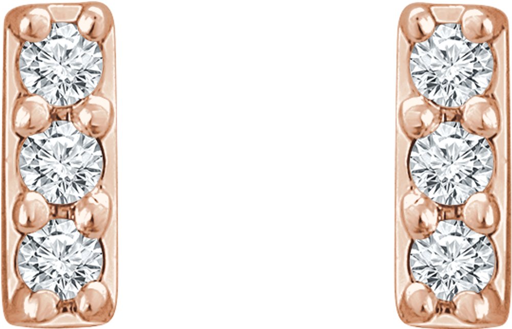 14K Rose .05 CTW Lab-Grown Diamond Bar Earrings