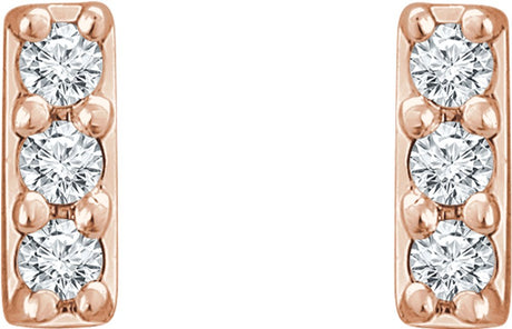 14K Rose .05 CTW Natural Diamond Bar Earrings