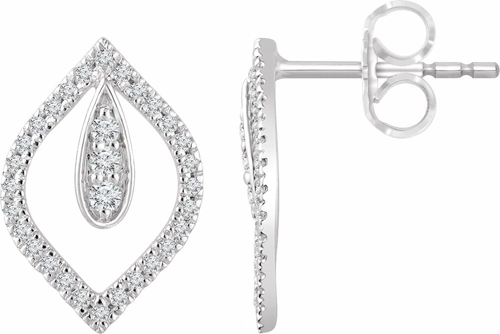 14K White 1/4 CTW Natural Diamond Freeform Earrings