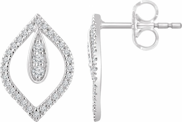 14K White 1/4 CTW Natural Diamond Freeform Earrings