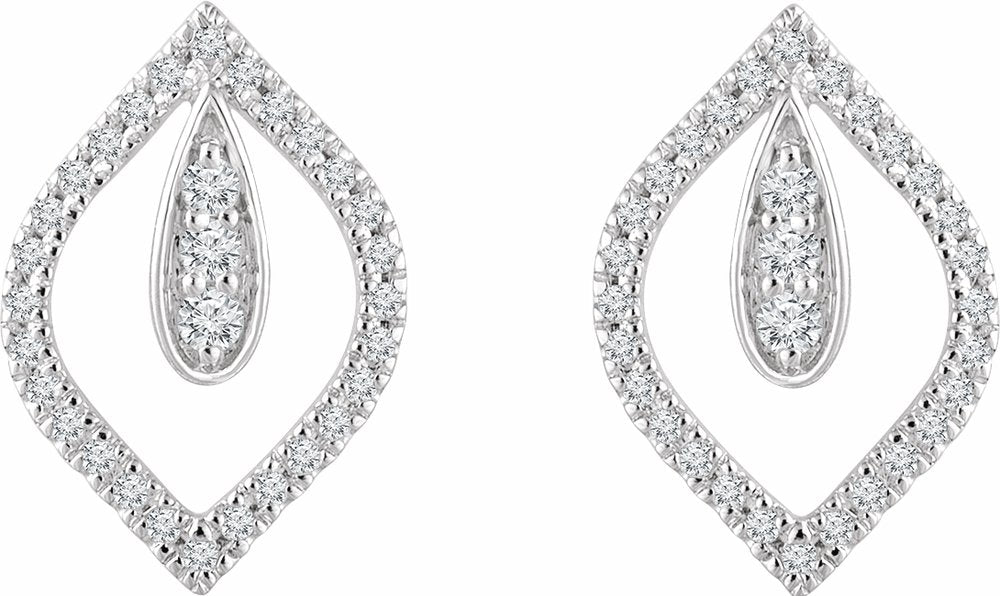 14K White 1/4 CTW Natural Diamond Freeform Earrings