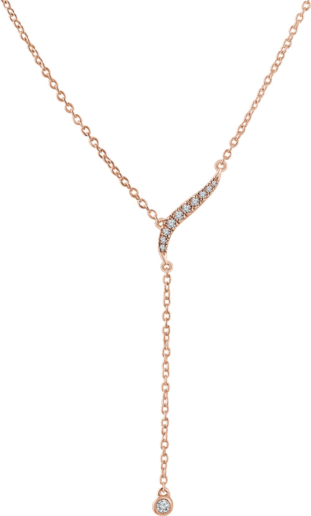 14K Rose 1/10 CTW Natural Diamond 16-18" Y Necklace