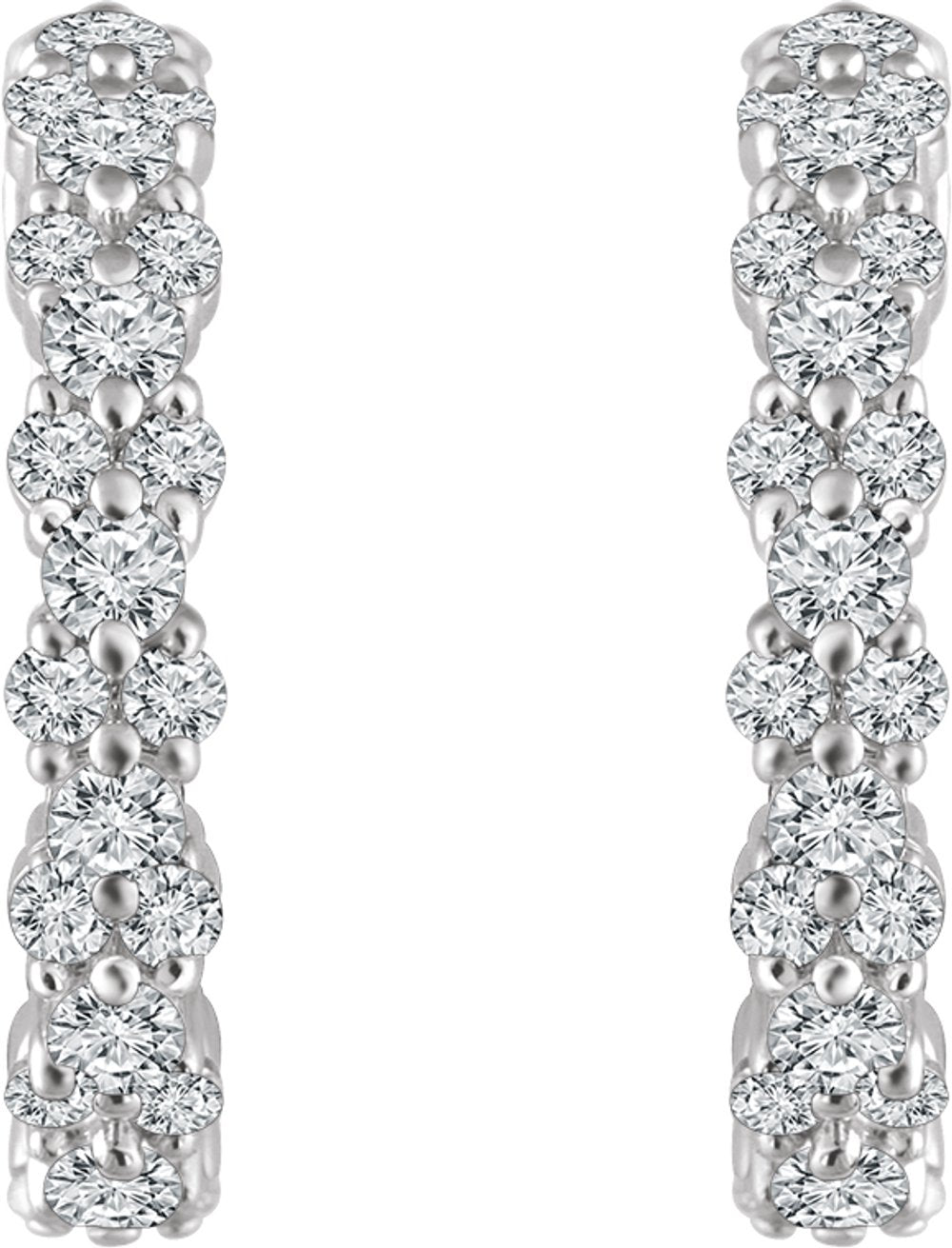 14K White 5/8 CTW Natural Diamond Hoop Earrings