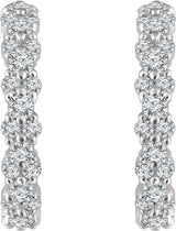 14K White 5/8 CTW Natural Diamond Hoop Earrings