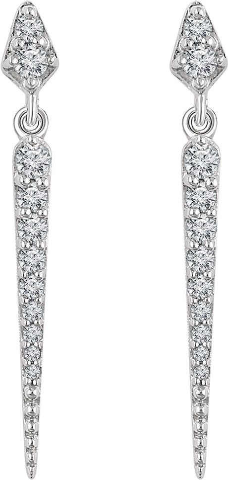 14K White 1/4 CTW Natural Diamond Spike Earrings