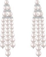 14K White Gold Cultured White Freshwater Pearl & 1/4 CTW Natural Diamond Earrings  