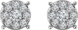 14K White Gold 1/4 CTW Natural Diamond Cluster Earrings 