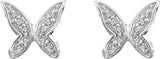 14K White .07 CTW Natural Diamond Butterfly Youth Earrings