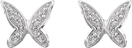 14K White .07 CTW Natural Diamond Butterfly Youth Earrings