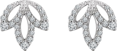14K White Gold 1/4 CTW Natural Diamond Leaf Earrings 