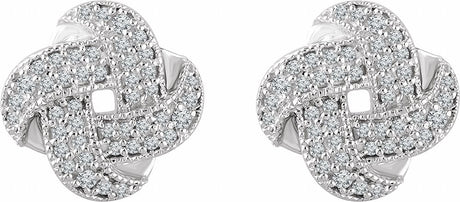 14K White 1/3 CTW Natural Diamond Knot Earrings