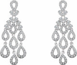 14K White Gold 7/8 CTW Natural Diamond Chandelier Earrings 