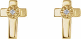 14K Yellow Gold 7x5 mm .01 CTW Natural Diamond Cross Earrings