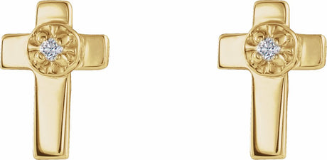 14K Yellow Gold 7x5 mm .01 CTW Natural Diamond Cross Earrings