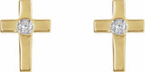 14K Yellow Gold 10x6 mm .04 CTW  Natural Diamond Cross Earrings