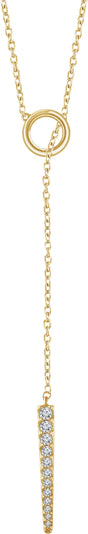 14K Yellow Gold 1/6 CTW Natural Diamond Circle & Bar 16-18"  Y Necklace 