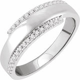 14K White Gold 1/5 CTW Natural Diamond Bypass Ring  