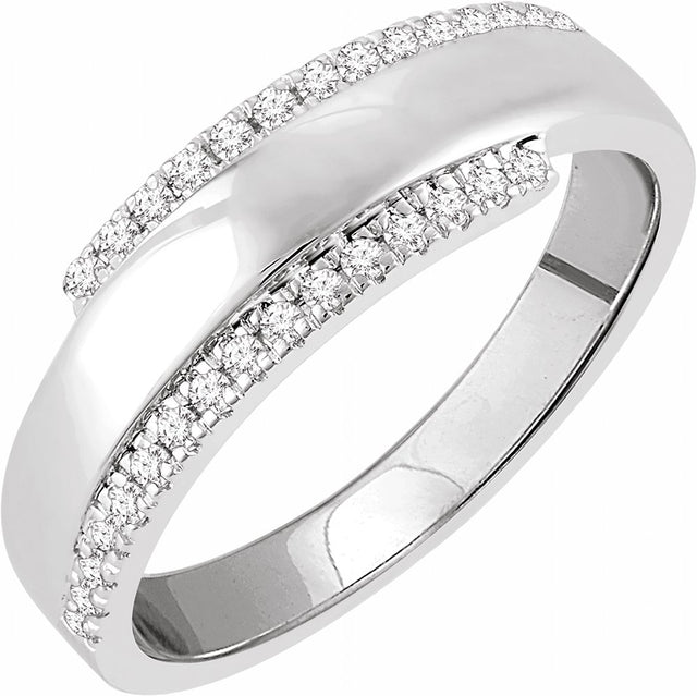 14K White Gold 1/5 CTW Natural Diamond Bypass Ring  