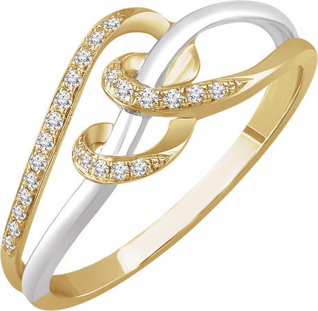 14K White/Yellow Gold 1/10 CTW Natural Diamond Negative Space Ring 