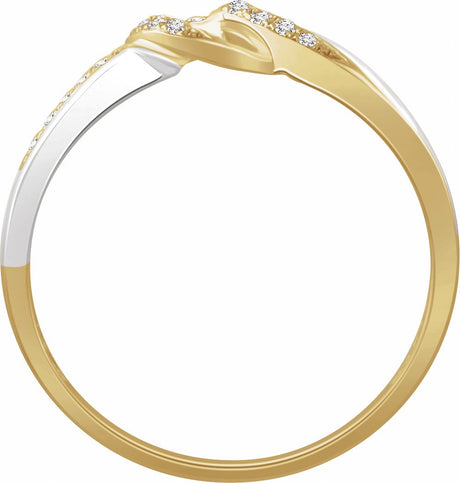 14K White/Yellow Gold 1/10 CTW Natural Diamond Negative Space Ring 