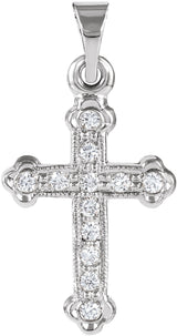 14K White Gold 1/10 CTW Natural Diamond Cross Pendant