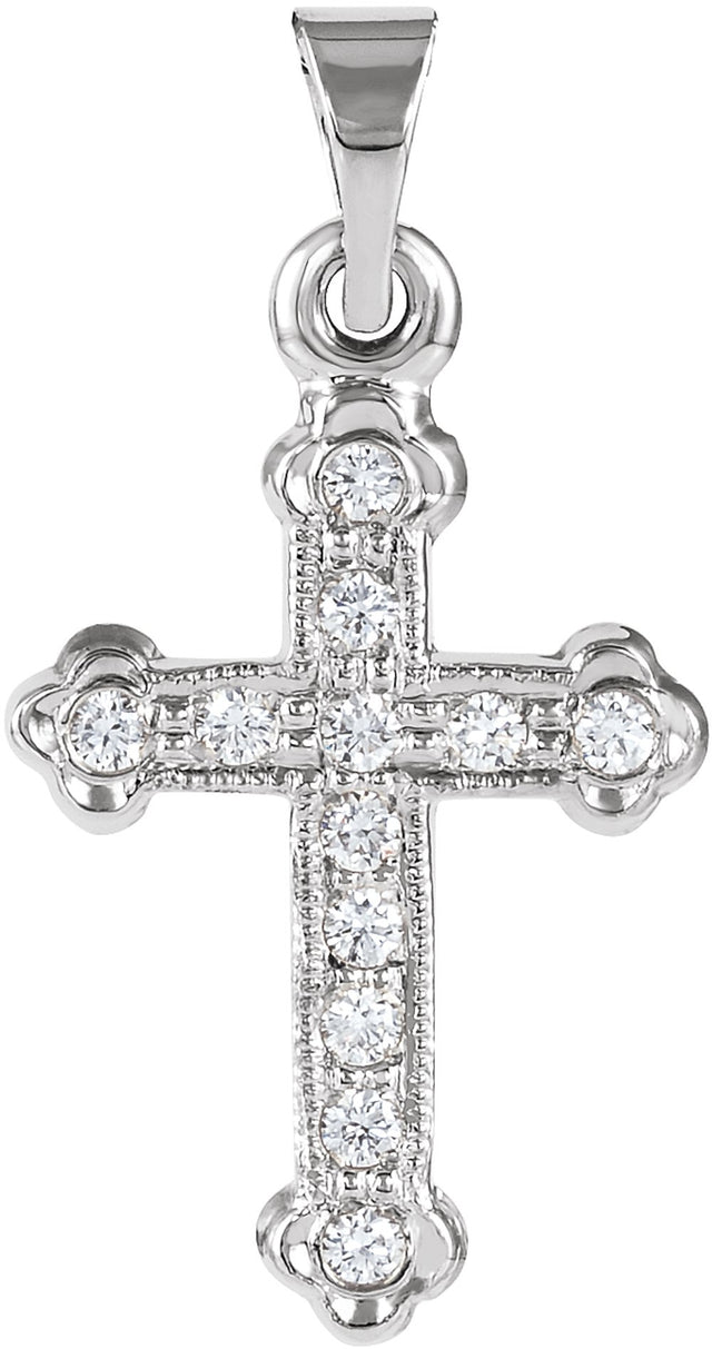 14K White Gold 1/10 CTW Natural Diamond Cross Pendant