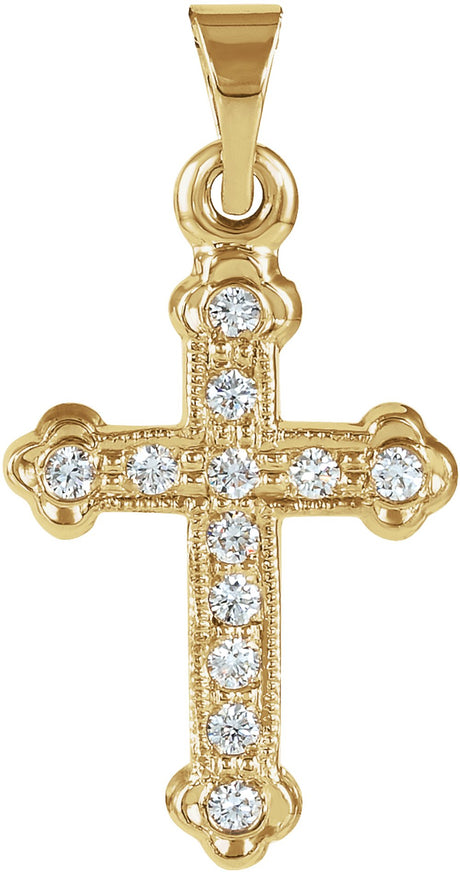 14K Yellow 1/8 CTW Natural Diamond Cross Pendant