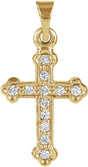 14K Yellow Gold 1/10 CTW Natural Diamond Cross Pendant