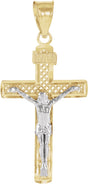 14K Yellow/White 25.5x16 mm Crucifix Pendant  