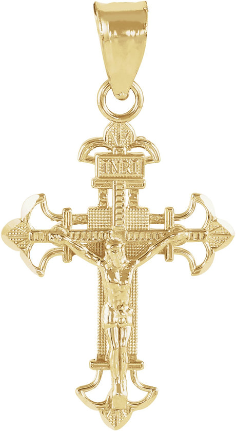 14K Yellow 19x14 mm Crucifix Pendant  