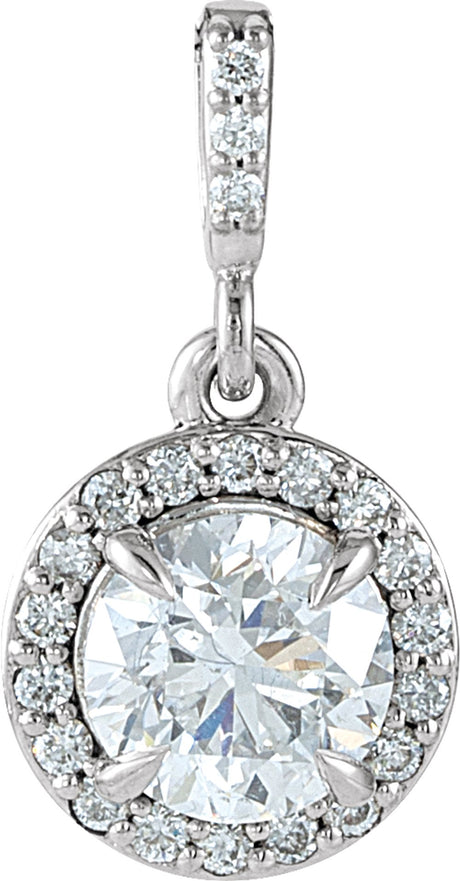 14K White 1/2 CTW Lab-Grown Diamond Halo-Style Pendant