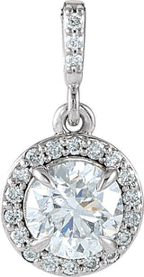 14K White Gold 9/10 CTW Lab-Grown Diamond Halo-Style Pendant