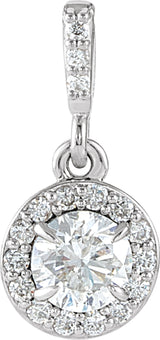 14K White 3/8 CTW Lab-Grown Diamond Halo-Style Pendant