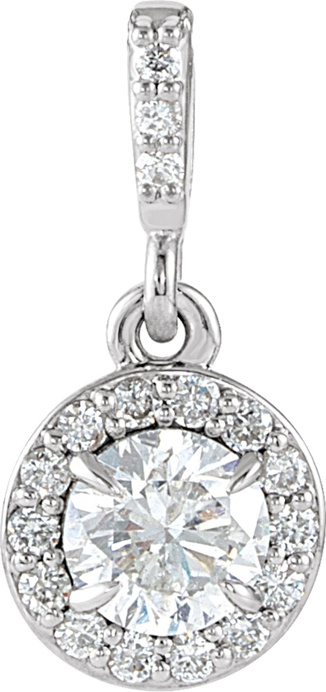 14K White 3/8 CTW Lab-Grown Diamond Halo-Style Pendant