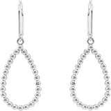 14K White Beaded Teardrop Earrings