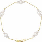 14K Yellow Gold Cultured White Freshwater Pearl 7 1/2" Bracelet